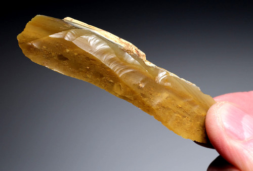 EXCEPTIONAL NEANDERTHAL MOUSTERIAN FLINT NATURALLY BACKED KNIFE FLAKE TOOL FROM FAMOUS MIDDLE PALEOLITHIC SITE IN FRANCE  *M537
