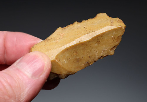 GOLDEN FLINT NEANDERTHAL MOUSTERIAN BLADE KNIFE FLAKE TOOL FROM FAMOUS MIDDLE PALEOLITHIC SITE IN FRANCE  *M540