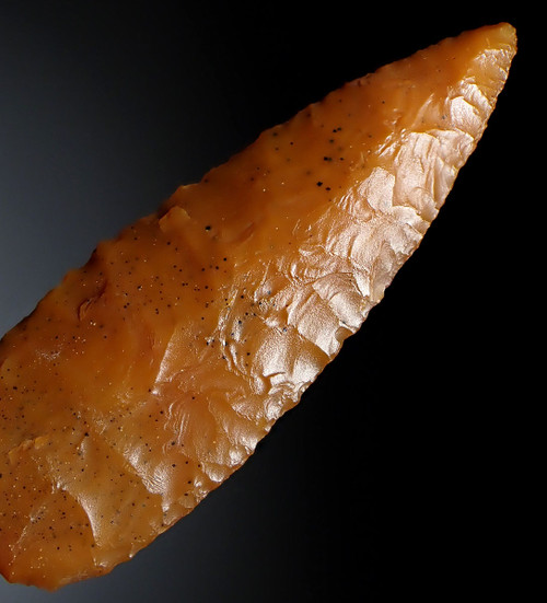 BEST OF THE LIFETIME COLLECTION - LARGE RARE TENERIAN NEOLITHIC GOLD JASPER PRESTIGE ARROWHEAD  *CAP452