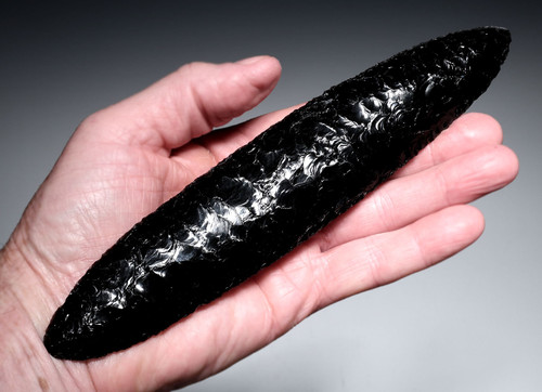 MUSEUM-CLASS PRE-COLUMBIAN AZTEC OBSIDIAN HUMAN SACRIFICE FLAYING BLADE FOR XIPE TOTEC RITUALS  *PC664