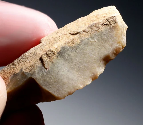 NEANDERTHAL MOUSTERIAN NATURALLY BACKED KNIFE FLINT FLAKE TOOL FROM THE FRENCH ALPS OF LA FAURIE FRANCE  *M554