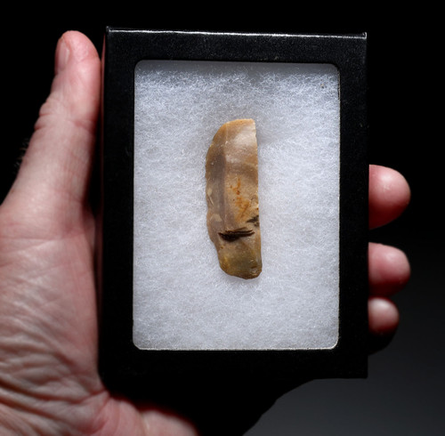 NEANDERTHAL MOUSTERIAN BACKED KNIFE FLINT FLAKE TOOL FROM THE FRENCH ALPS OF LA FAURIE FRANCE  *M553