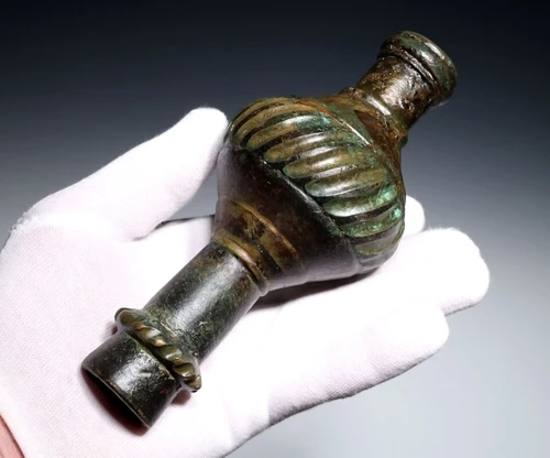 LARGE INDO-PERSIAN OFFICERS GLOBULAR WAR MACE HEAD OF GILDED COPPER FROM AN ISLAMIC KNIGHT  *LUR473
