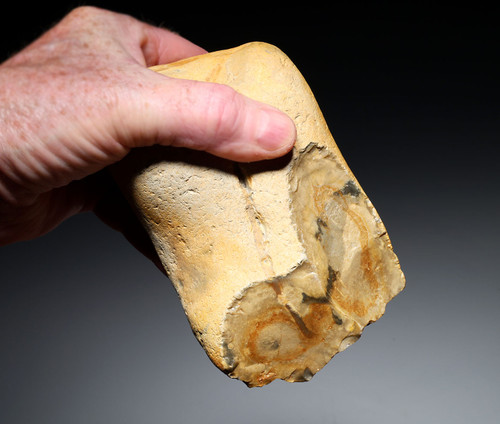 FINEST MAXIMUM SIZE INVESTMENT-CLASS OLDOWAN FLINT PEBBLE AXE FROM WIMEREUX LOWER PALEOLITHIC FRANCE  *PB230