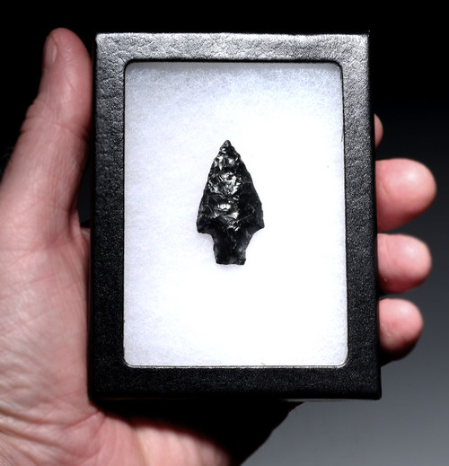 SUPREME COLLECTOR GRADE PRE-COLUMBIAN AZTEC BARBED OBSIDIAN TLAHHUITOLLI ARROWHEAD  *PC706