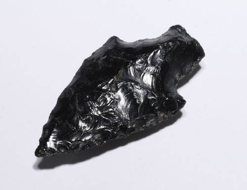 SUPREME COLLECTOR GRADE PRE-COLUMBIAN AZTEC BARBED OBSIDIAN TLAHHUITOLLI ARROWHEAD  *PC706