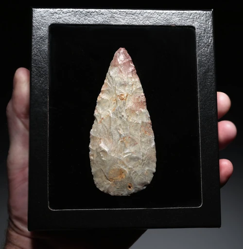 INVESTMENT GRADE LARGE AFRICAN CAPSIAN NEOLITHIC BIFACIAL FLAKED STONE BLADE KNIFE  *CAP501
