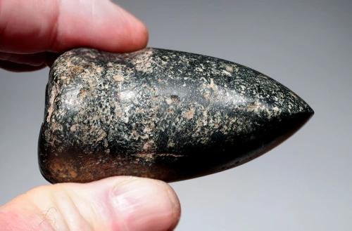 COMPACT POLISHED INCA PRE-COLUMBIAN GROOVED  STONE WAR HAMMER AXE  *PC721