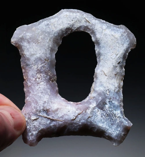 FINEST MAYAN ECCENTRIC FLAKED STONE PRE-COLUMBIAN HOLLOW RING FLAYED SKIN EFFIGY  *PC716