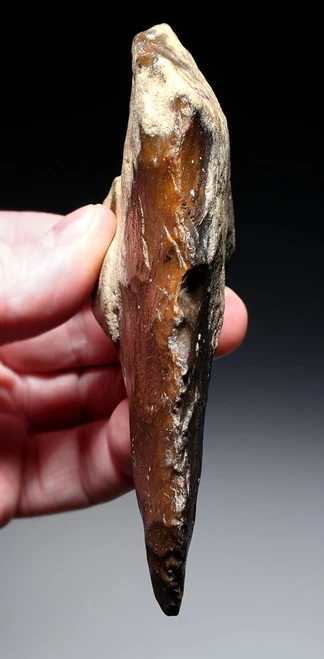 SUPREME RED FLINT ACHEULEAN HAND AXE MADE BY LOWER PALEOLITHIC HOMO ERECTUS FROM COMPIEGNE FRANCE  *ACH501