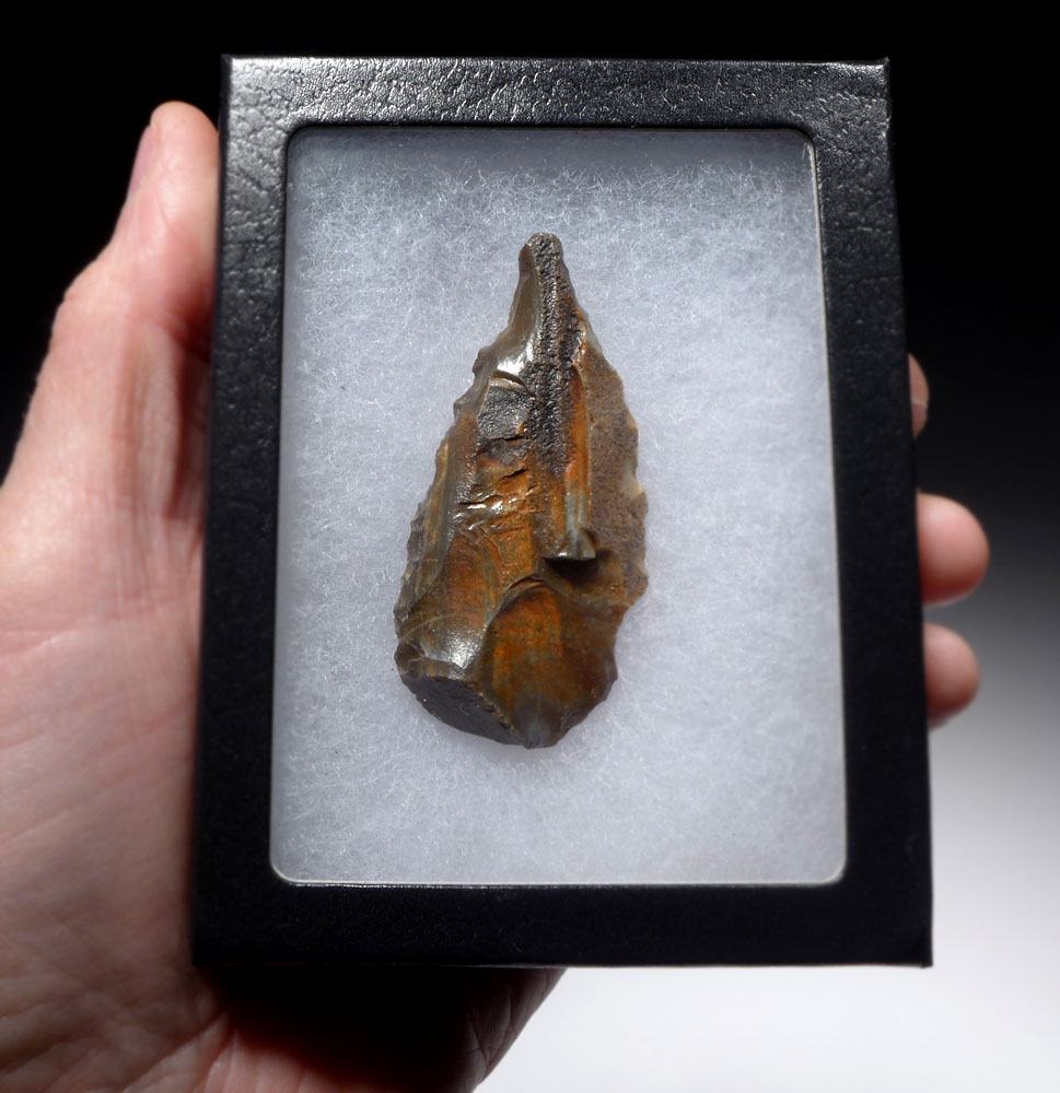RARE PETRIFIED WOOD AFRICAN STONE AGE ATERIAN BORER AWL FLAKE TOOL