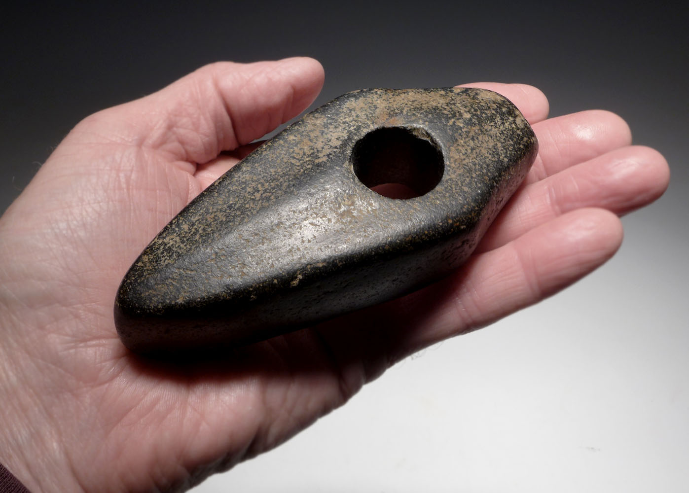 STUNNING CORDED WARE CULTURE BLACK STONE BOAT AXE PRESTIGE BATTLE