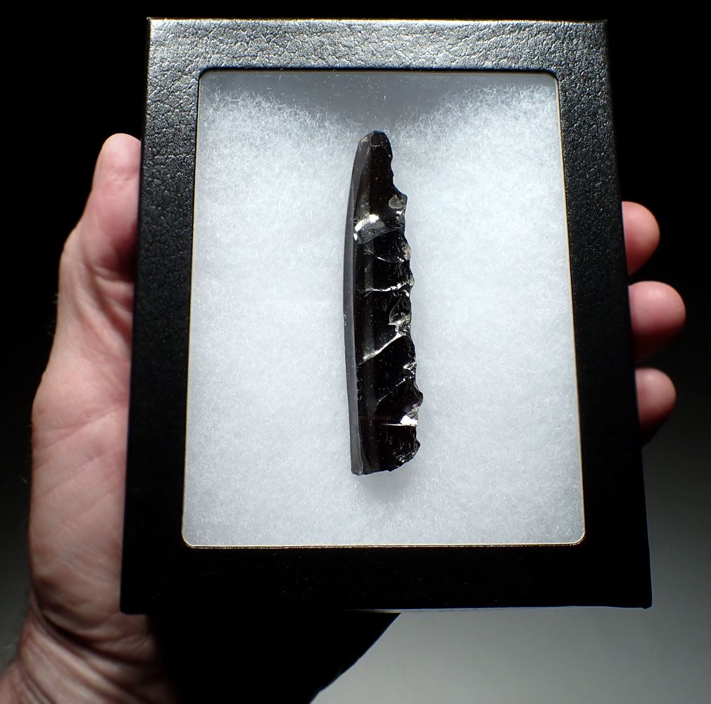 MAYAN PRE-COLUMBIAN OBSIDIAN PRISMATIC BLADE CORE REPURPOSED INTO