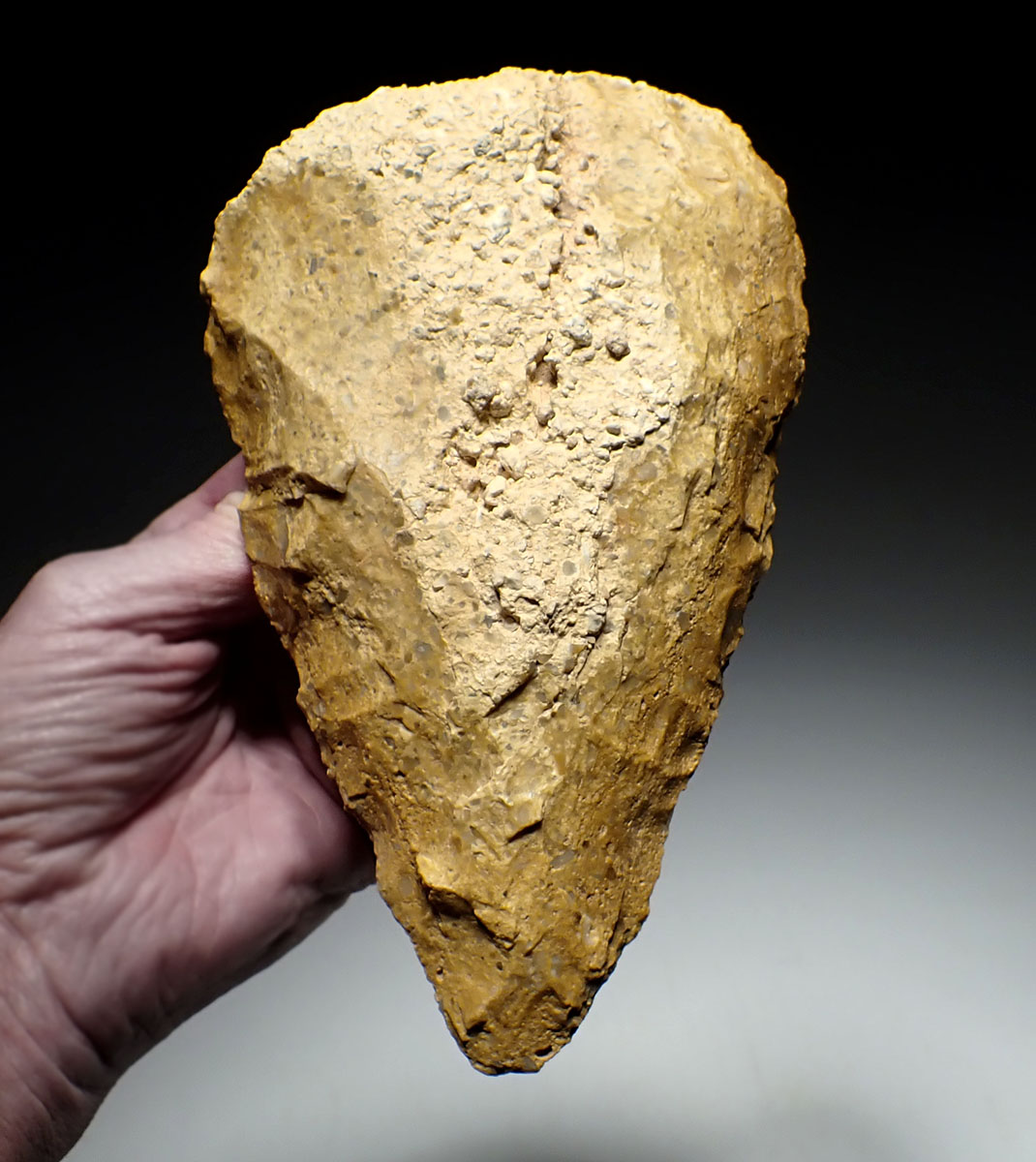 INVESTMENT-CLASS LARGE GOLD PUDDINGSTONE SUB TRIANGULAR ACHEULEAN