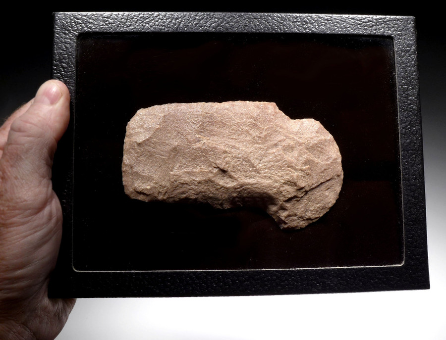 EXCEPTIONALLY RARE RECTANGULAR PRESTIGE KNAPPED WAR AXE OF THE