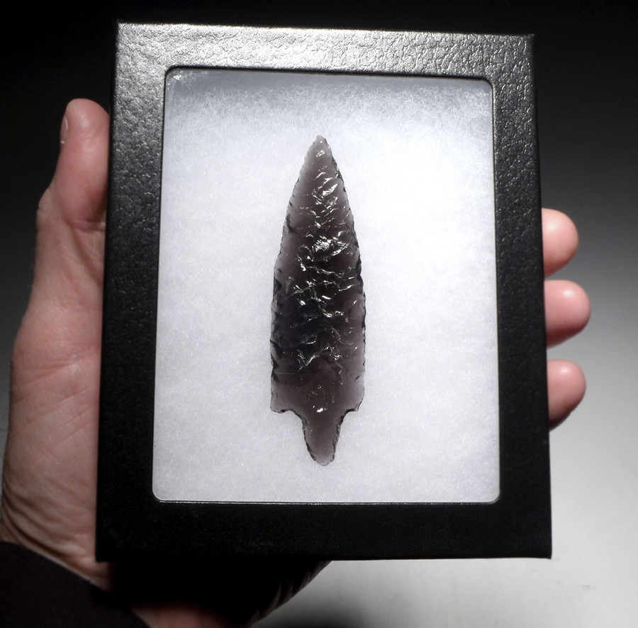 LARGE INCREDIBLE CRYSTAL OBSIDIAN AZTEC PRE-COLUMBIAN ATLATL