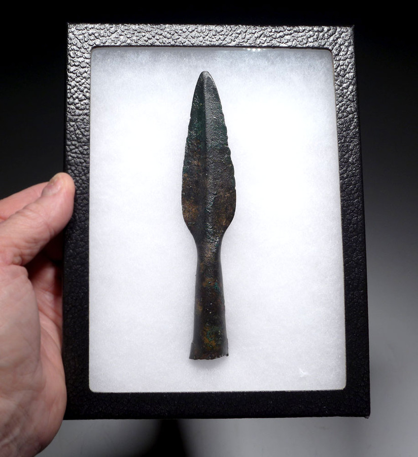 CHOICE ANCIENT ACHAEMENID BRONZE THROWING JAVELIN SPEARHEAD FROM