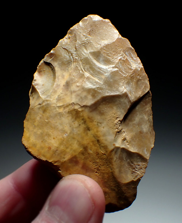 SUPERB NEANDERTHAL MOUSTERIAN MTA FLINT BIFACE HAND AXE FROM