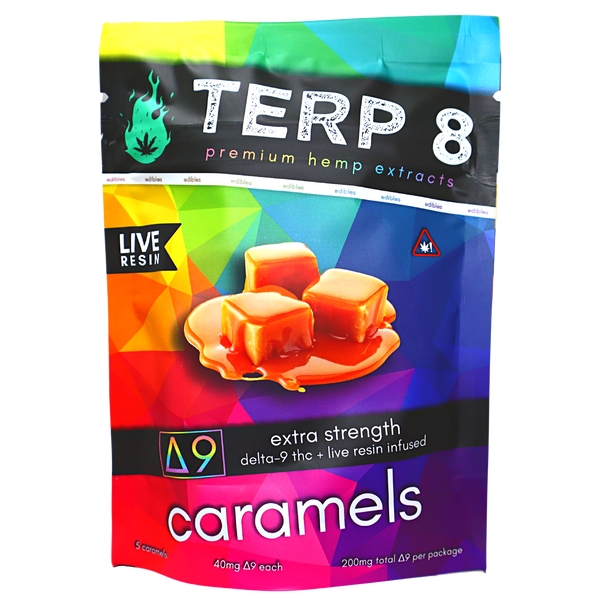 Organic Live Resin Delta-9 Caramels [5-Pack  //  200mg - Extremely Potent]