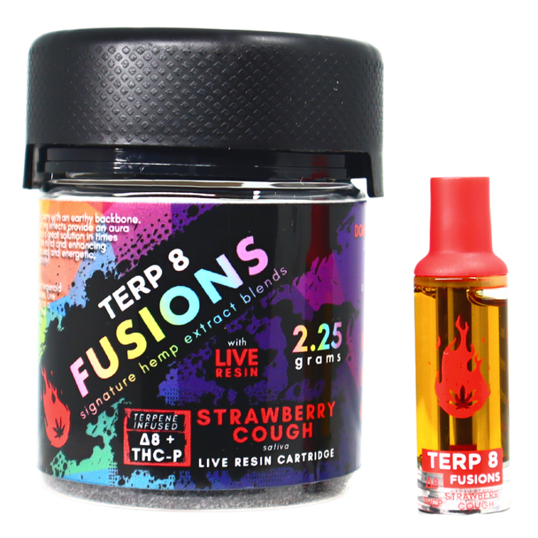 2.25g Strawberry Cough THC-P + Delta-8 Live Resin Cartridge //  Terp 8 FUSIONS