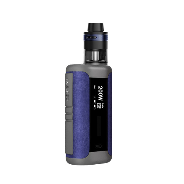 Introducing a high powered kit option, the Speeder Revvo kit. The Speeder is a compact but heavy duty 200W mod. Dual 18650 high rate batteries power this device that is packed with all the extras that Aspire users come to expect. Multiple TC/VV/VW/TCR and CPS (Customizable Power Setting option) for the vaping sweet spot. It has been coupled with The Revvo tank with an all new coil design, the ARC, Aspire Radar Coil, where the coil itself sits horizontally in the tank similar to a ‘stove-top’ for great flavor and great vapor production. It’s a 24mm diameter tank with a 3.6ml standard version and a 2ml TPD version. The tank has a fully adjustable top airflow by way of 3 airflow slots a Pyrex glass tank allows you to see at a glance the amount of e-liquid in the tank, and extremely easy top fill through a spring loaded filling tube. This powerhouse of a mod with the Revvo tank gives a vast array of adjustable options. The Speeder Revvo kit comes in 3 leather finishes: blue leather/red leather/brown leather, the soft supplenes of real leather gives a more luxurious feel in the hand.