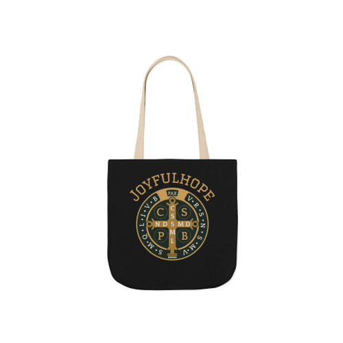 St. Benedict Wear your Prayer Canvas Tote Bag, 5-Color Straps