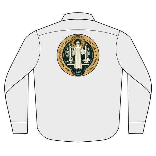 Long Sleeve Button up Shirt Wear your Prayer St. Benedict