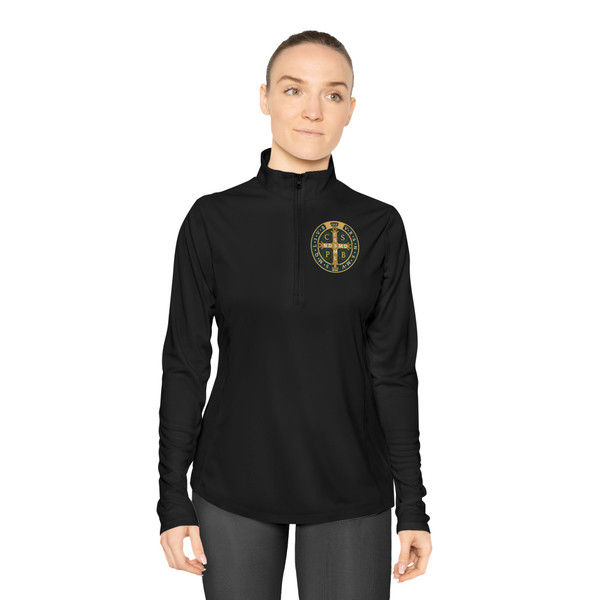 St. Benedict Wear your Prayer Ladies Quarter-Zip Pullover