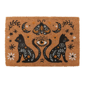 Natural Frightful Folk Cat Doormat
