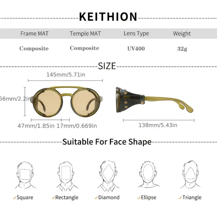 Kethion Vintage Steampunk Sun Glasses