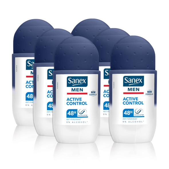 Sanex Roll On Mens Active Control 6x50ml