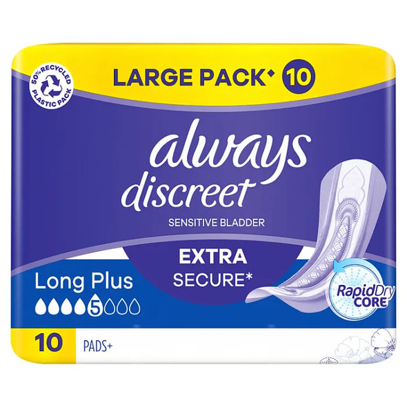 Always Incontinence Pads Long Plus 4x10