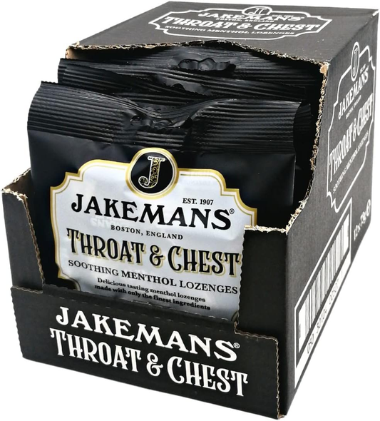 Jakemans Menthol Lozenges Throat & Chest 12x73g (Larger size)