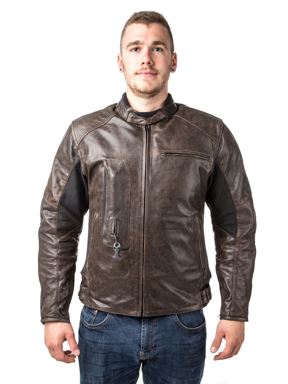 Helite Leather Airbag Motorcycle Jacket Brown