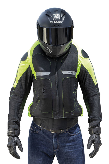 Helite Free-Air Vented Mesh Airbag Motorcycle Jacket with Windproof /  Waterproof Liner Available in Hi-Viz & Black + FREE SHIP