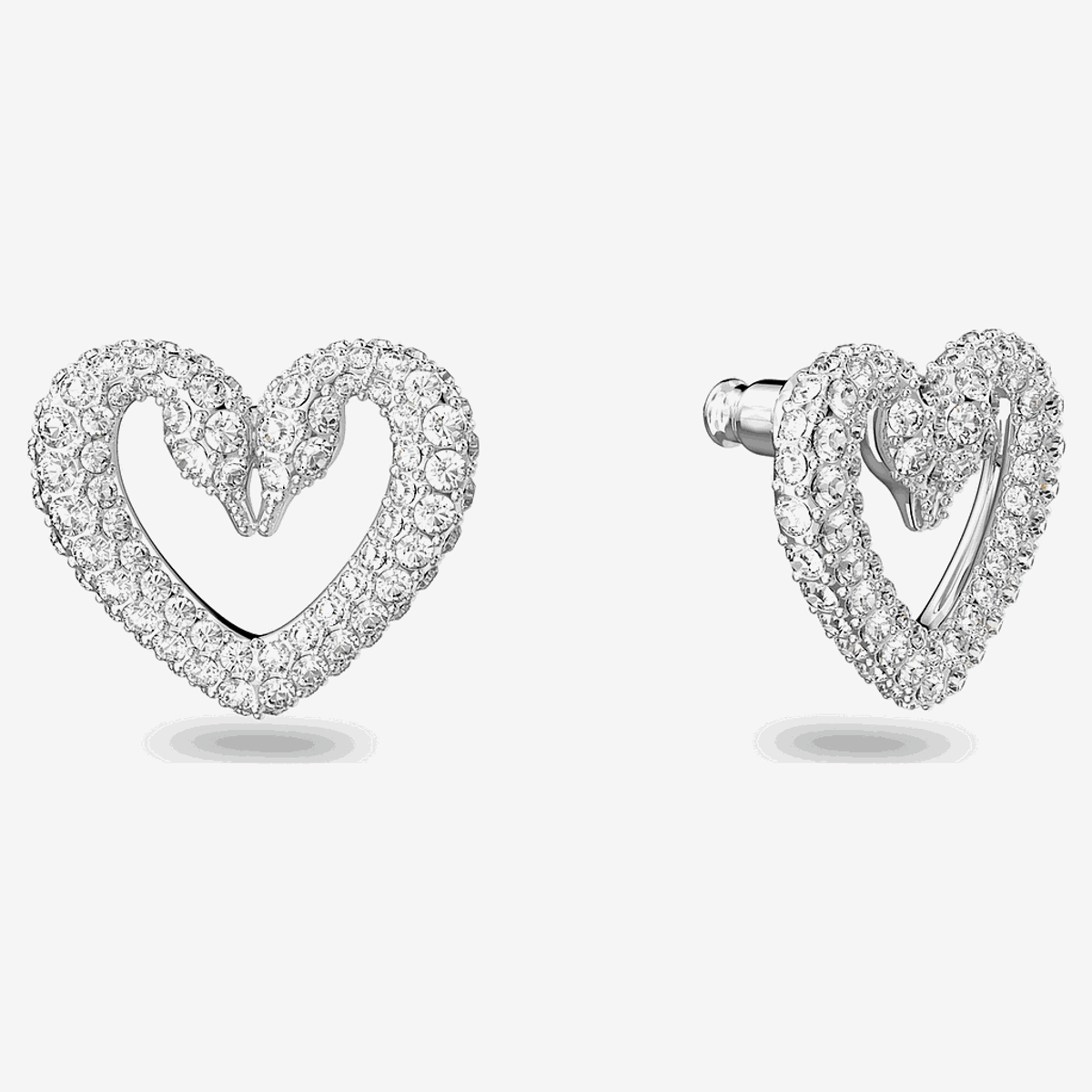 Pendientes de botón Una Swarovski Bañados en Rodio swa-5625535