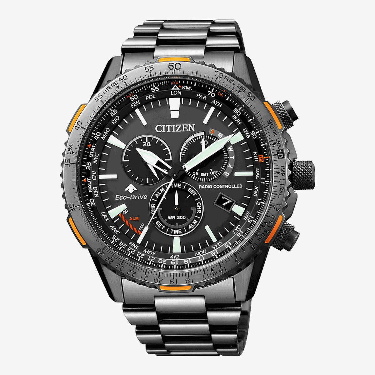 Reloj Citizen Radiocontrolado Crono Pilot Acero Gris CB5007-51H