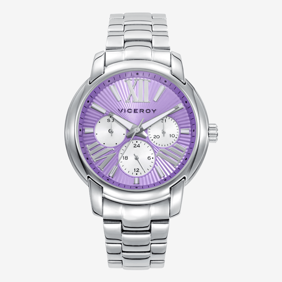 Reloj Viceroy Chic Rocío Osorno, Brazalete Acero Plateado, Esfera Lila 401268-93