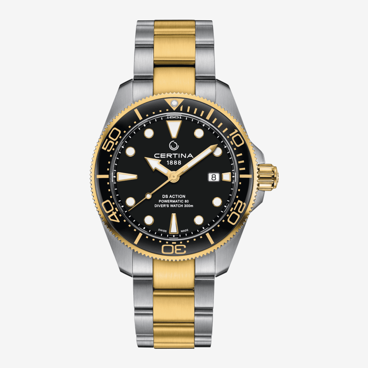 Reloj Certina DS Action Diver 43mm Powermatic 80 Bicolor, Esfera Negra C0326072205100