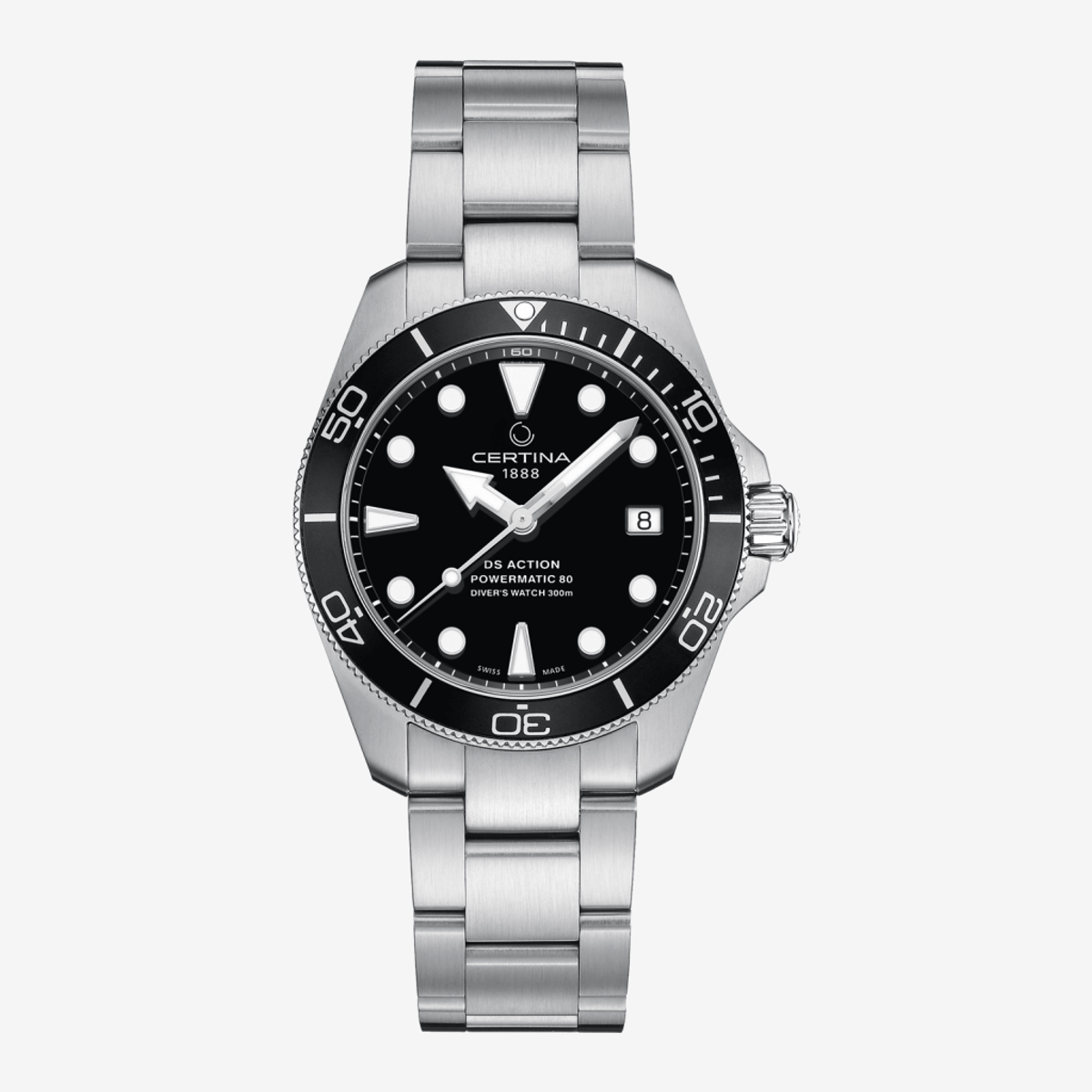 Reloj Certina DS Action Diver 38mm Powermatic 80 Acero, Esfera Negra C0328071105100