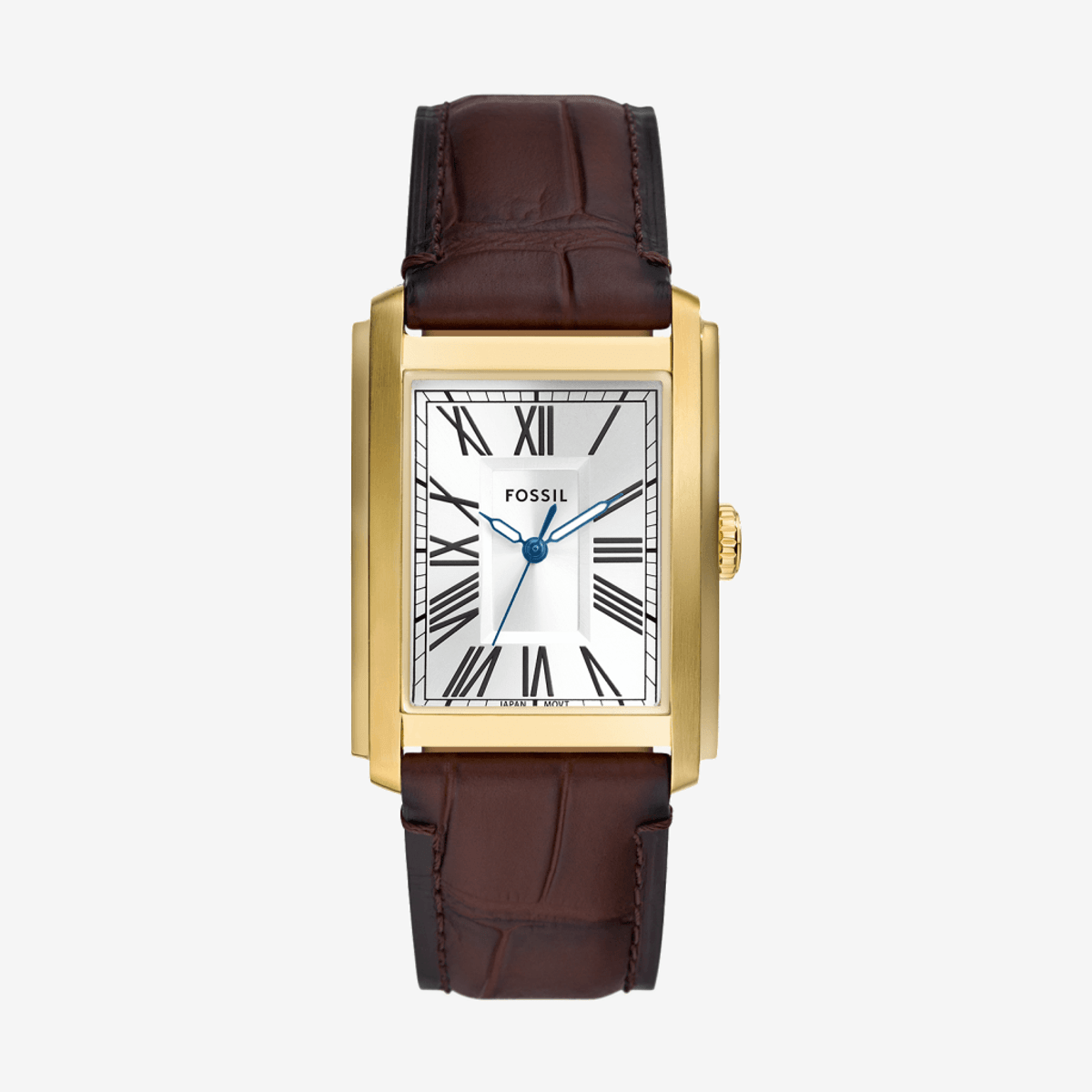 Reloj Fossil Carraway de piel marrón con efecto cocodrilo con tres agujas FS6011