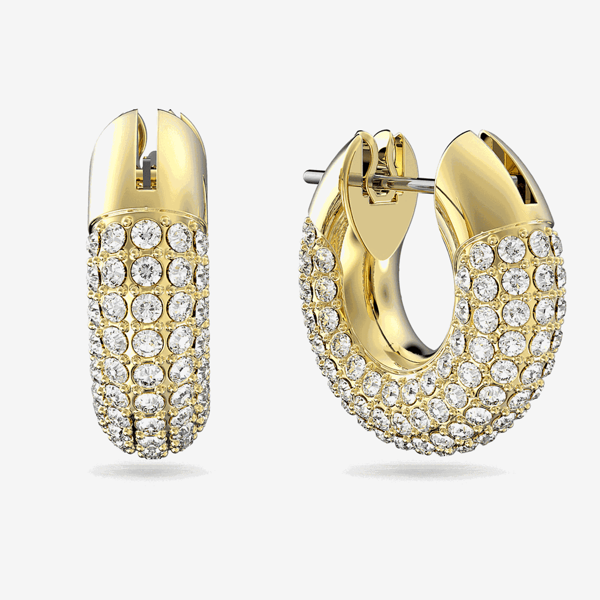 Pendientes de aro Dextera Redondos Pequeños Swarovski Chapados en Oro 5636530