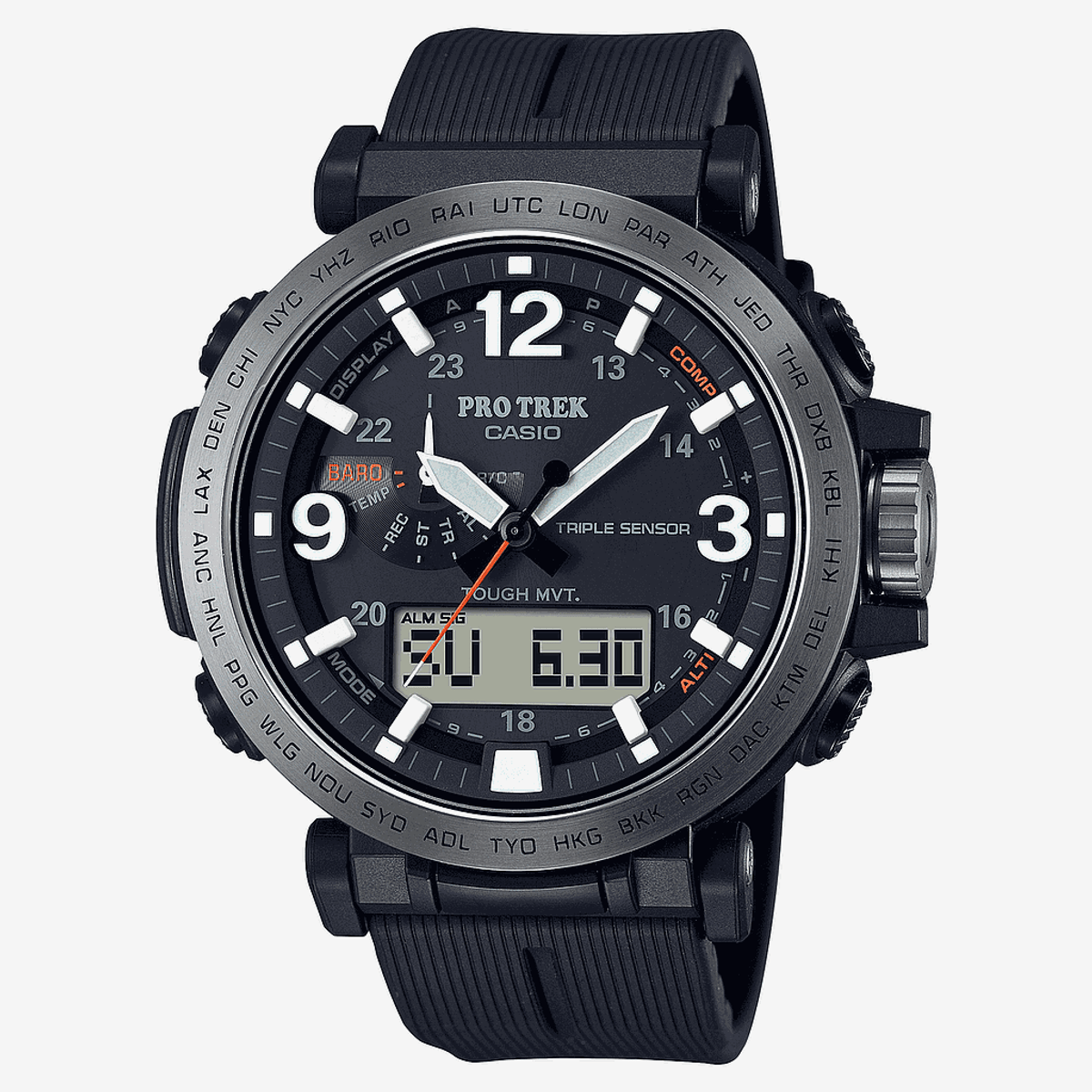 Reloj Casio PRO TREK Plástico Negro Detalles en Naranja PRW-6611Y-1ER
