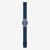 Vista completa del Reloj Swatch Cool Skies con correa de malla metálica azul - SS08K120M
