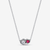 Vista frontal del Collar Pandora Halo Corazones en plata de ley con circonitas rojas y transparentes. - 393632C01