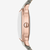 Vista lateral del Reloj Fossil Harlow ES5435 con caja oro rosa y correa de piel gris - ES5435