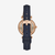 Vista trasera del reloj Fossil Carlie Mini con correa de piel azul - ES4502
