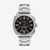 Reloj Fossil Machine FS6095 con brazalete de acero inoxidable plateado y esfera negra vista frontal - FS6095