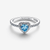 Anillo Pandora Corazón Elevado Azul de plata con cristal azul vista frontal - 198421C10
