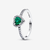 Anillo Pandora Corazón Elevado Verde de plata de ley con cristal verde vista lateral - 198421C07